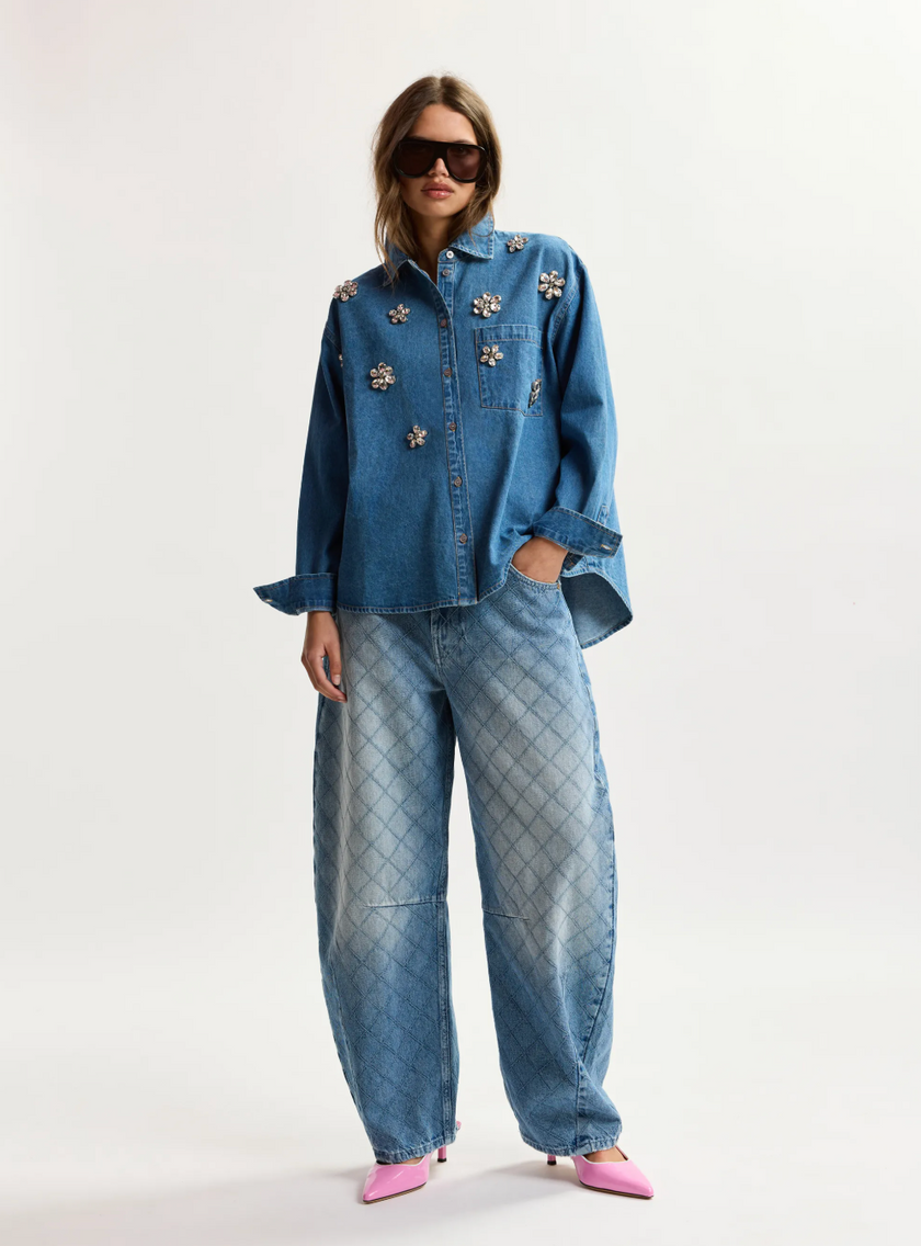 Essentiel Antwerp Konnection Rinestone Denim Shirt