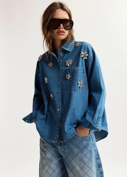 Essentiel Antwerp Konnection Rinestone Denim Shirt