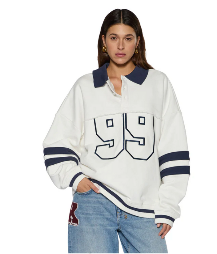 Ksubi 99 boyfriend polo sweatshirt vintage white