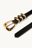 Dylan Kain Sai Black Leather Belt - Gold
