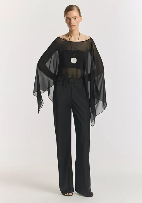 VIKTORIA & WOODS Romance Silk Cape Top - Black