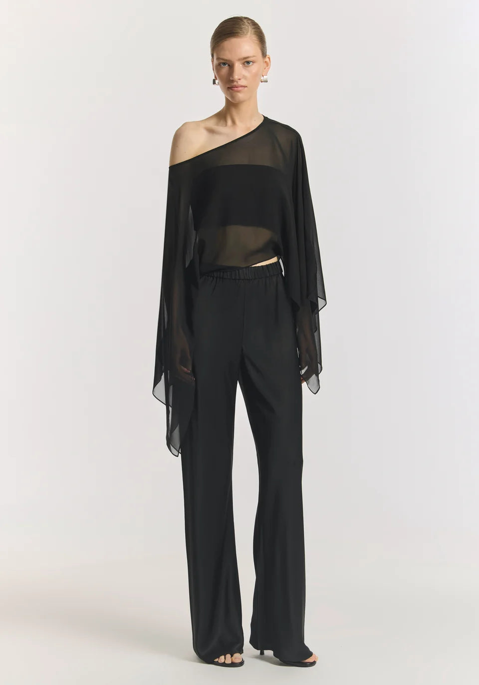 VIKTORIA & WOODS Romance Silk Cape Top - Black