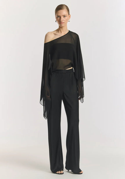 VIKTORIA & WOODS Romance Silk Cape Top - Black