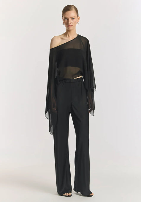 VIKTORIA & WOODS Romance Silk Cape Top - Black