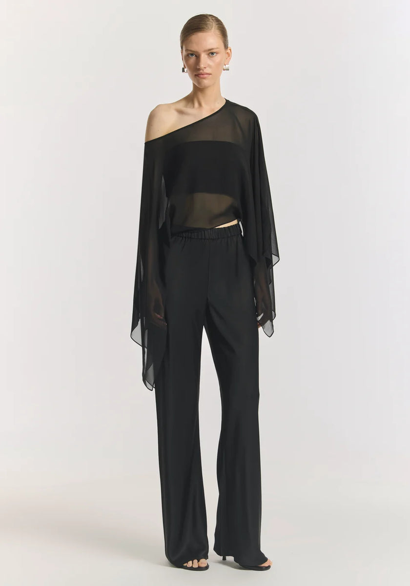 VIKTORIA & WOODS Romance Silk Cape Top - Black