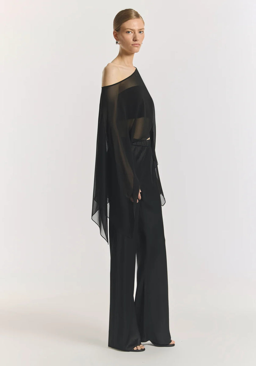 VIKTORIA & WOODS Romance Silk Cape Top - Black
