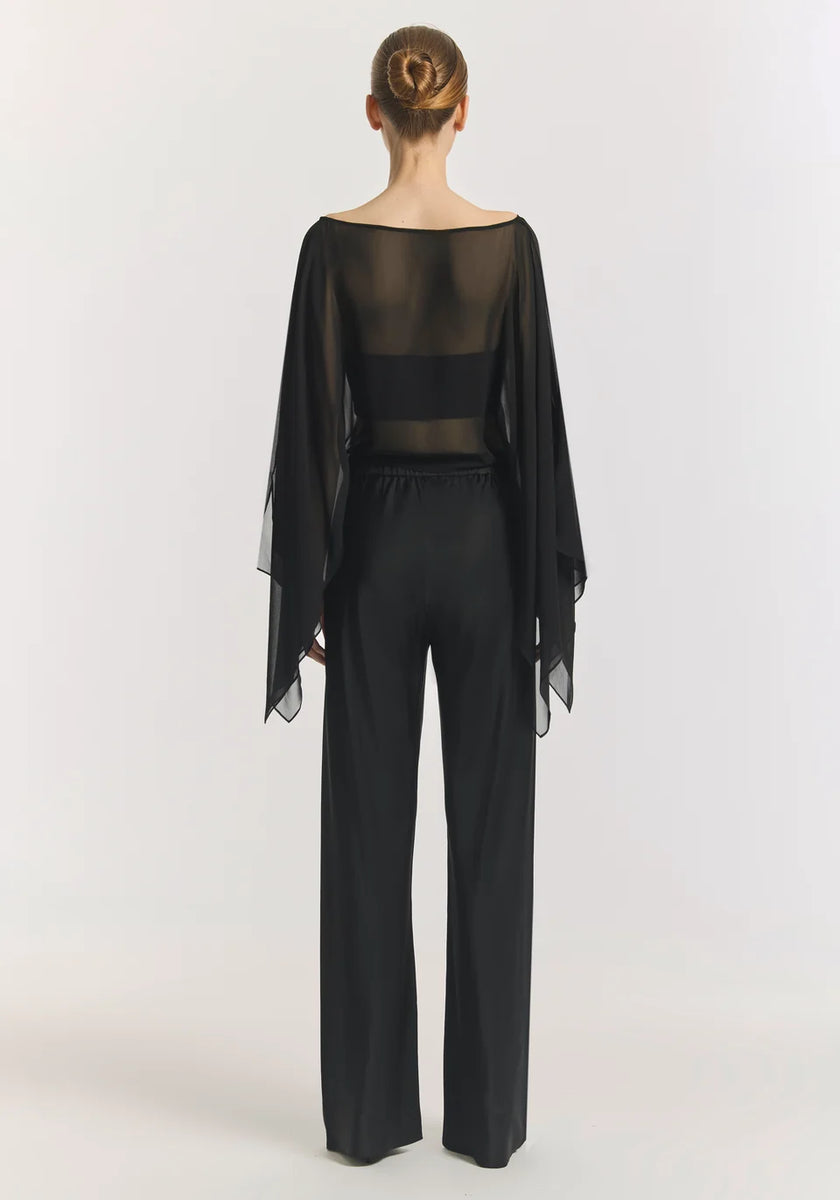 VIKTORIA & WOODS Romance Silk Cape Top - Black