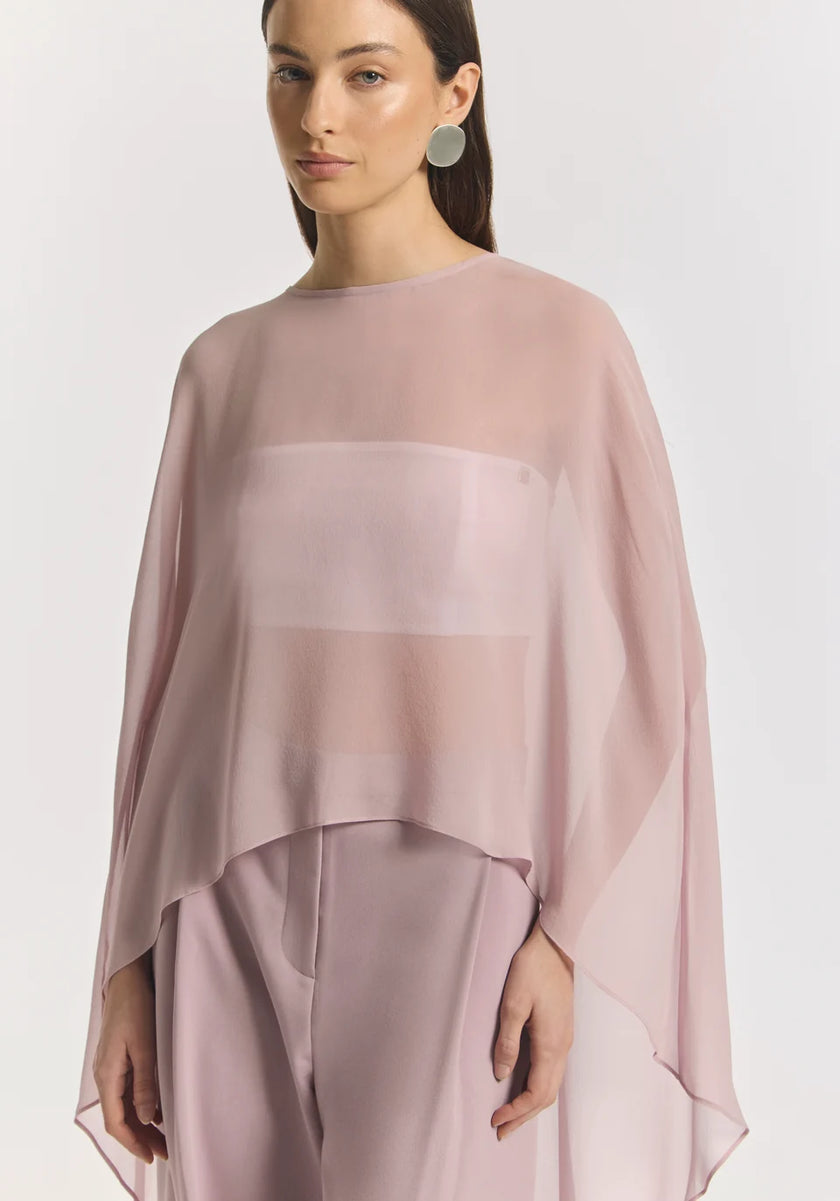 VIKTORIA & WOODS Holliday Silk Cape Top - Salt Lake Pink