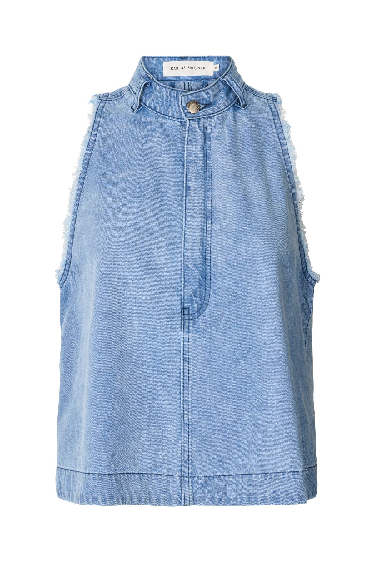 Rabens Saloner Faya Halter Top - Washed Denim