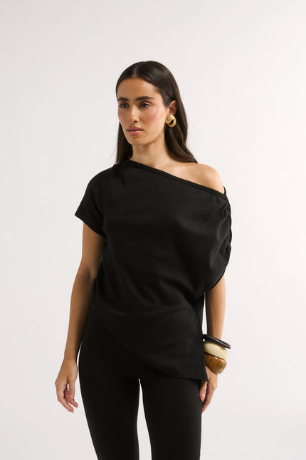 Primi Estelle Off Shoulder T-Shirt - Black