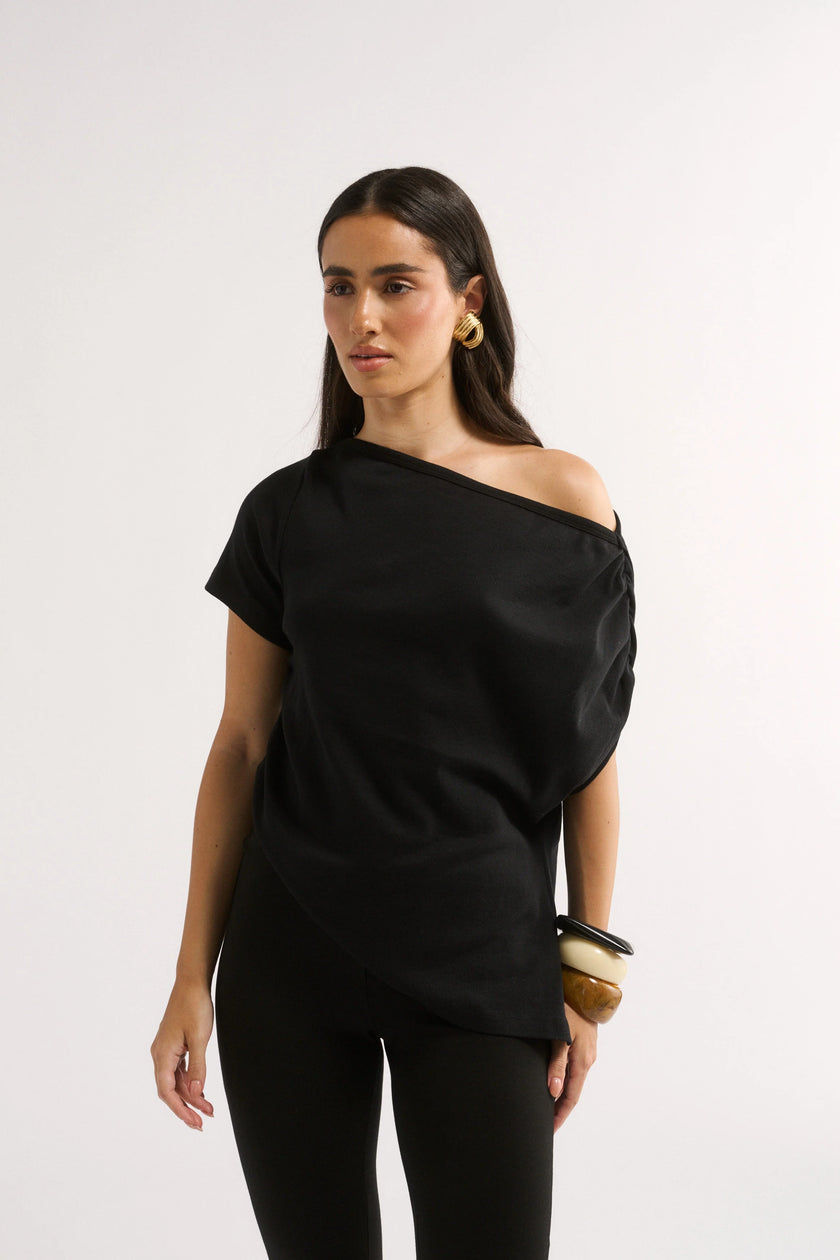 Primi Estelle Off Shoulder T-Shirt - Black