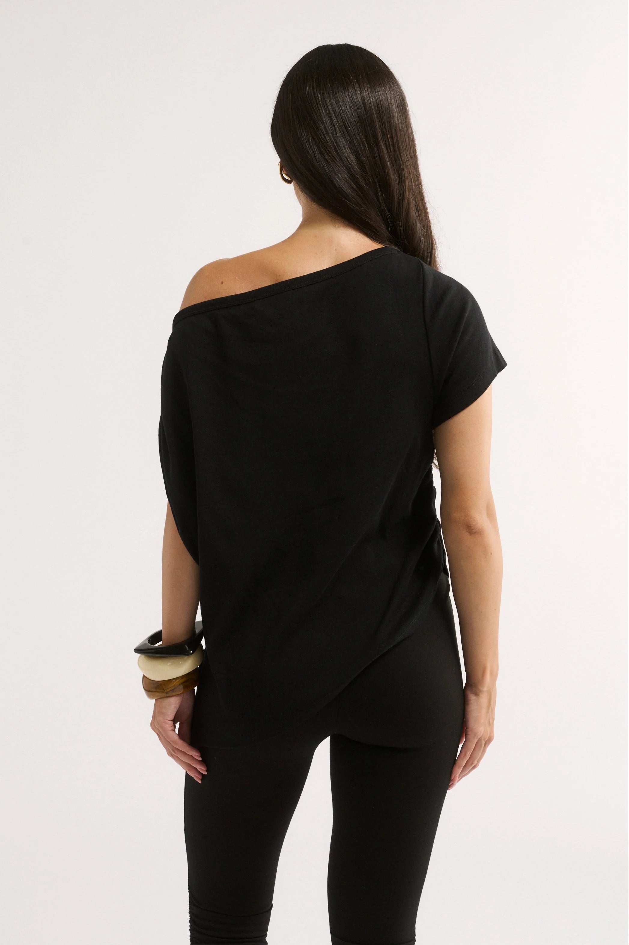 Primi Estelle Off Shoulder T-Shirt - Black