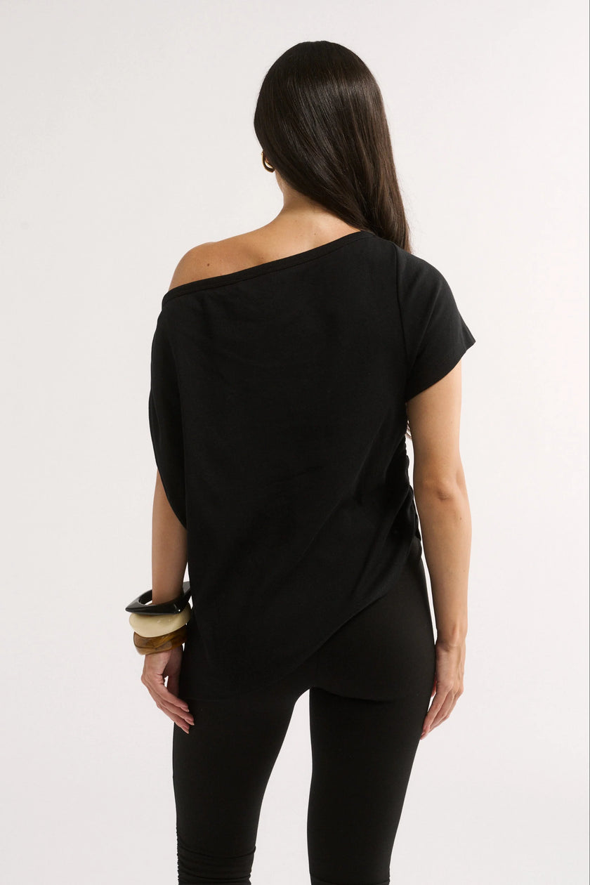 Primi Estelle Off Shoulder T-Shirt - Black
