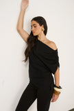 Primi Estelle Off Shoulder T-Shirt - Black