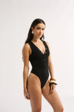 Primi  Nola Henley Tank Bodysuit - Black