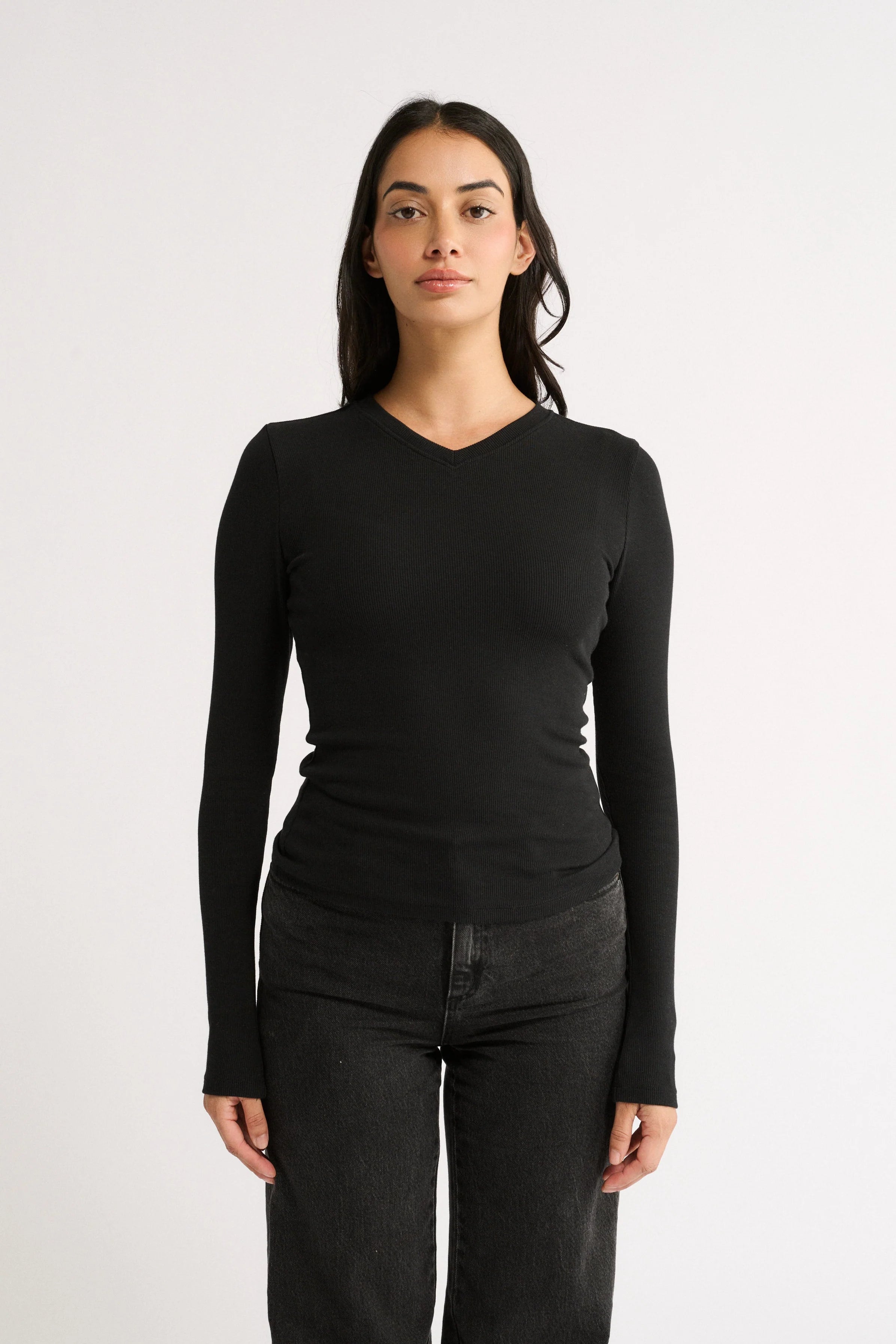 Primi Carina V Neck Long Sleeve - Black