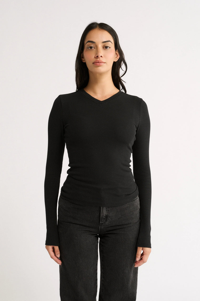 Primi Carina V Neck Long Sleeve - Black