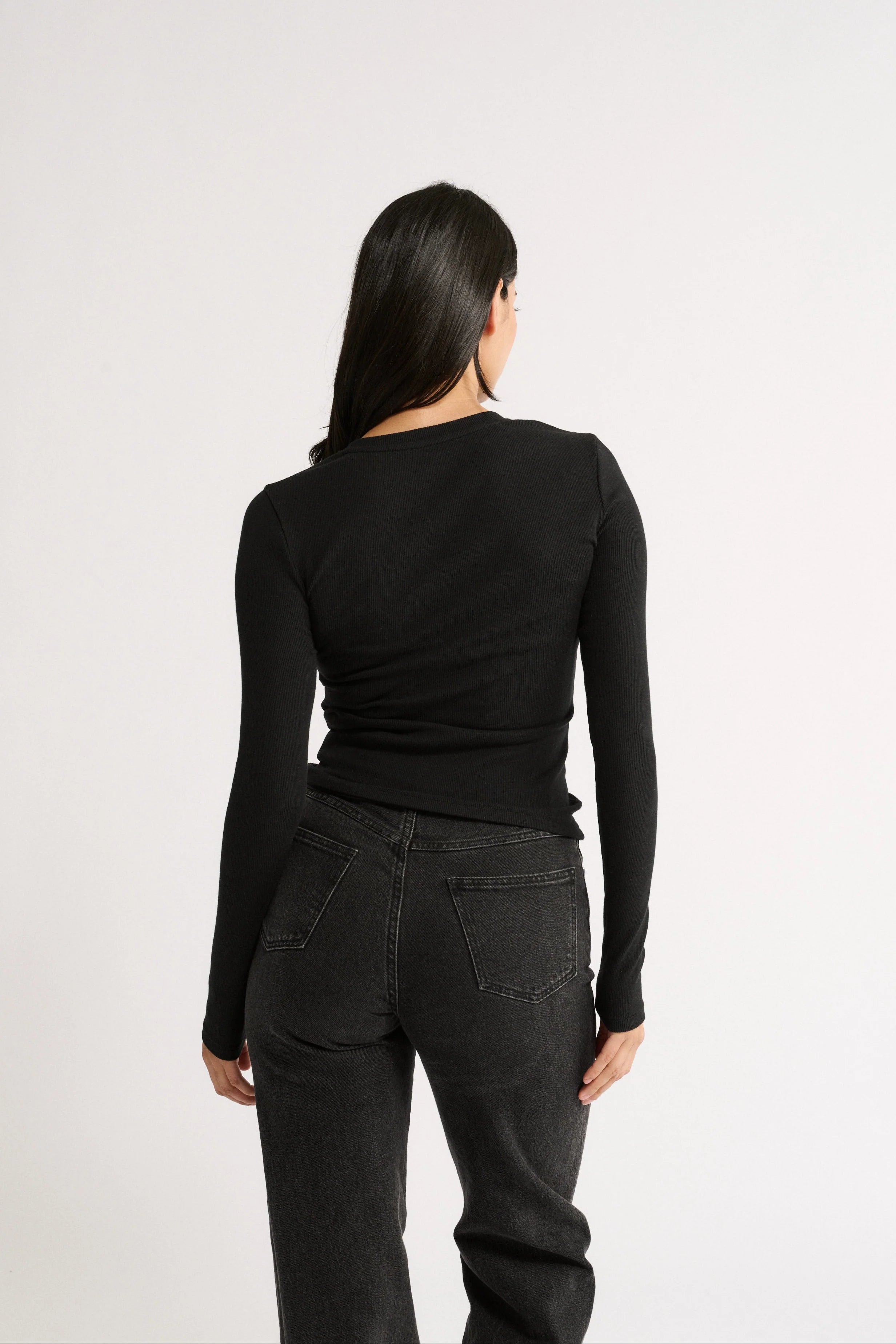 Primi Carina V Neck Long Sleeve - Black