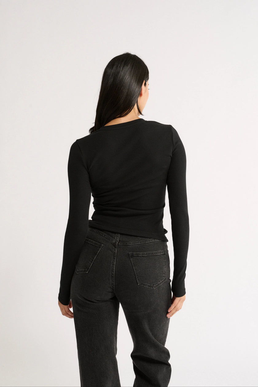 Primi Carina V Neck Long Sleeve - Black