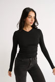 Primi Carina V Neck Long Sleeve - Black