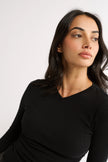 Primi Carina V Neck Long Sleeve - Black