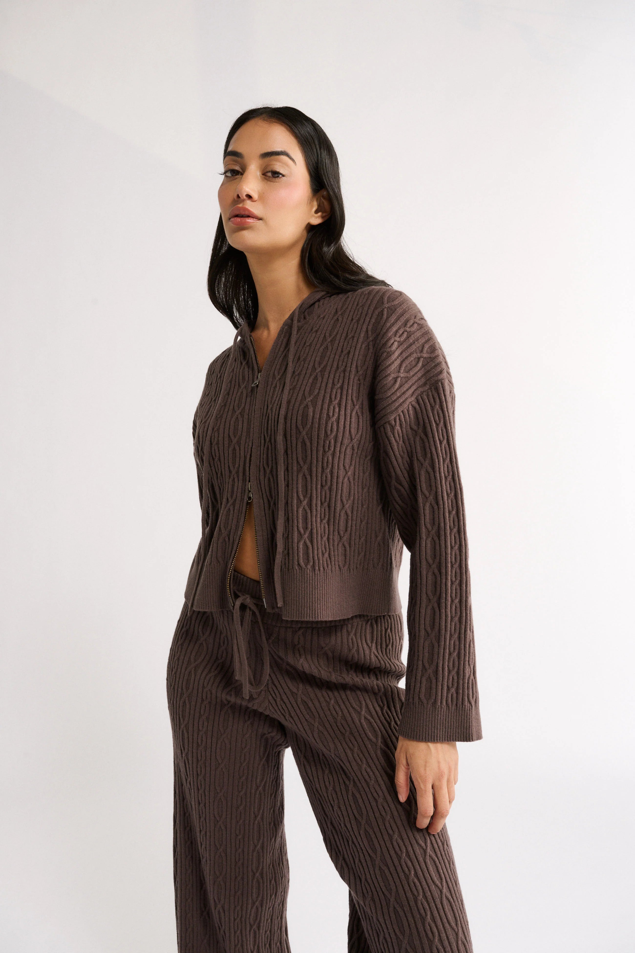 Primi Katie Cable Knit Jacket - Chocolate