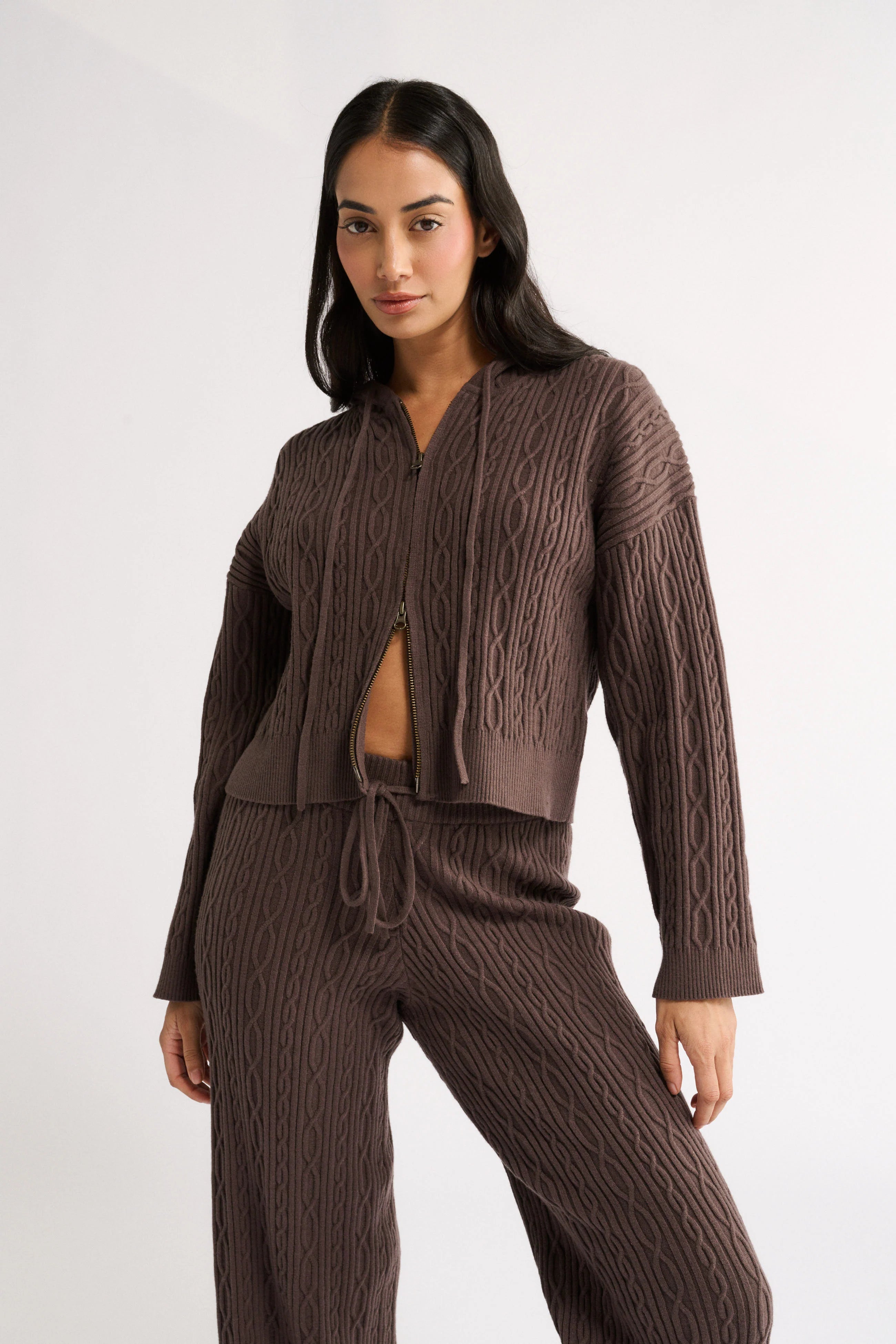 Primi Katie Cable Knit Jacket - Chocolate