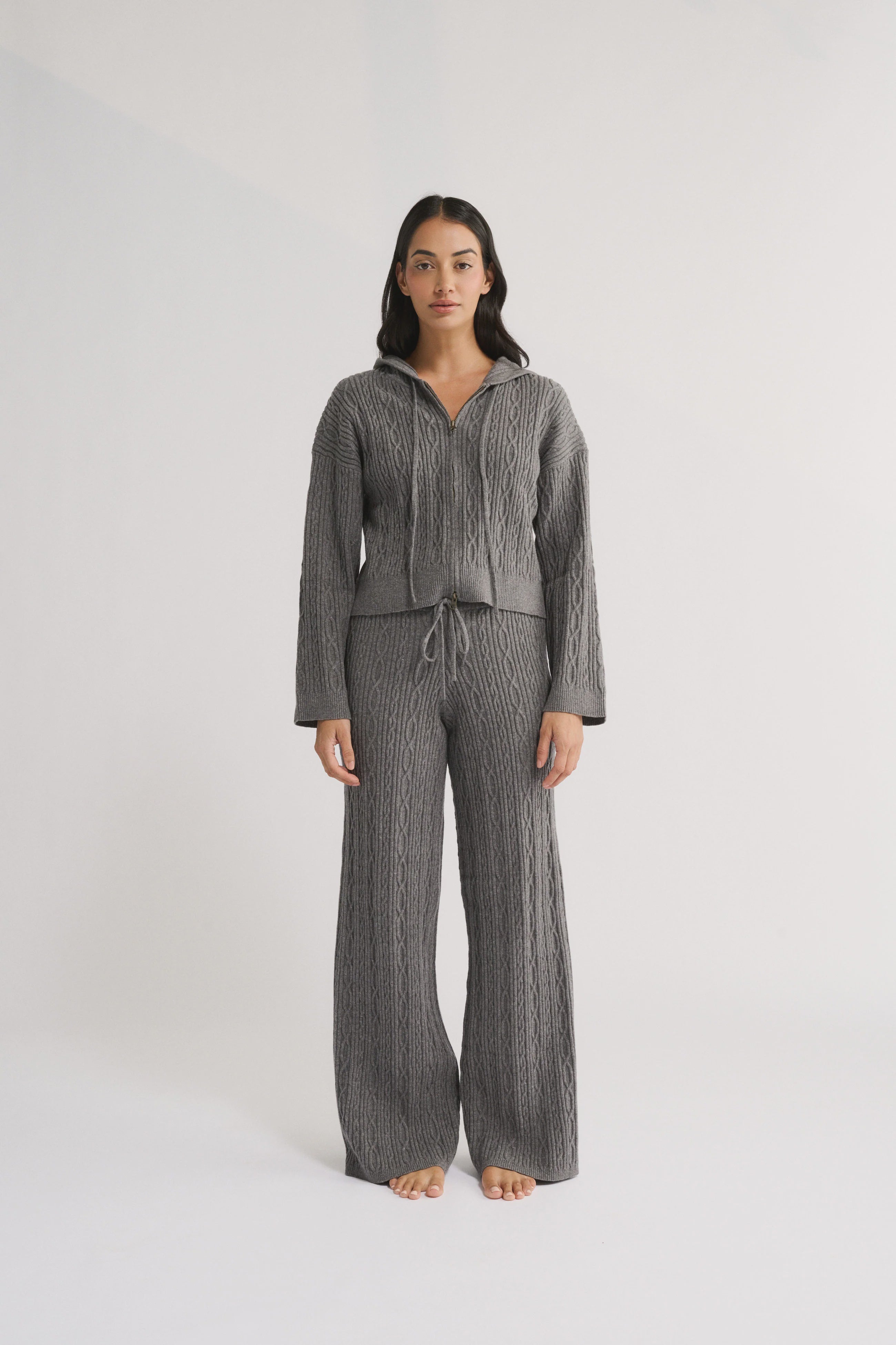 Primi Katie Cable Knit Pant - Charcoal
