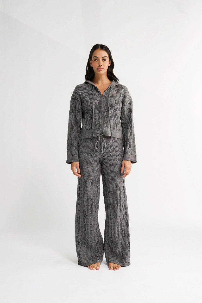 Primi Katie Cable Knit Jacket - Charcoal