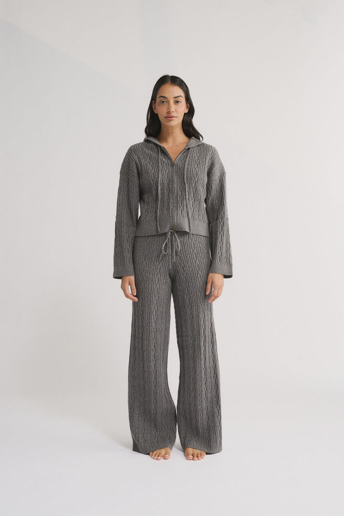 Primi Katie Cable Knit Pant - Charcoal