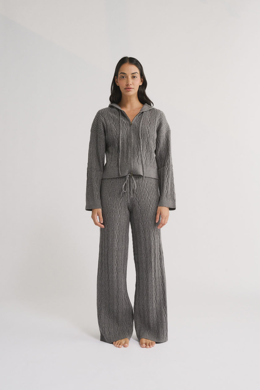 Primi Katie Cable Knit Pant - Charcoal