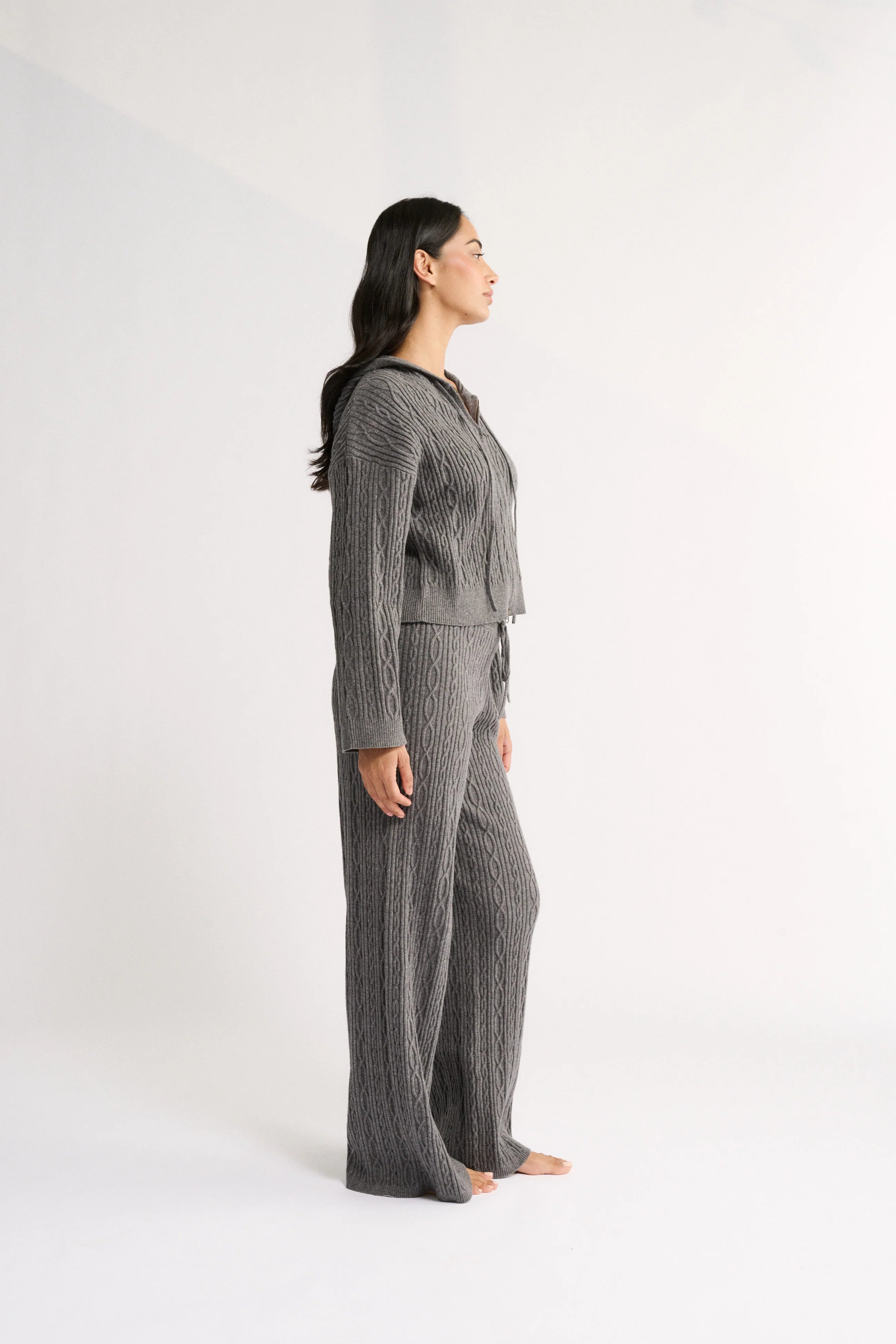 Primi Katie Cable Knit Pant - Charcoal