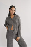 Primi Katie Cable Knit Jacket - Charcoal