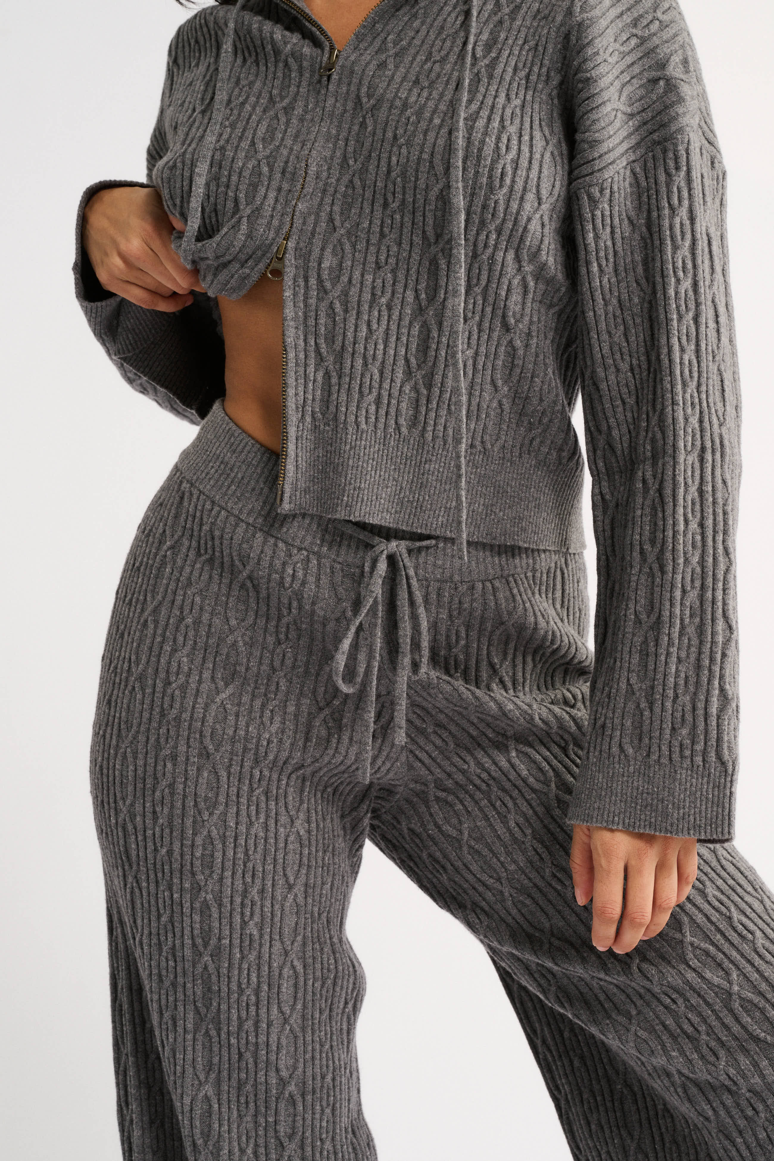 Primi Katie Cable Knit Jacket - Charcoal