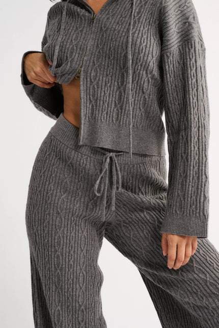 Primi Katie Cable Knit Jacket - Charcoal