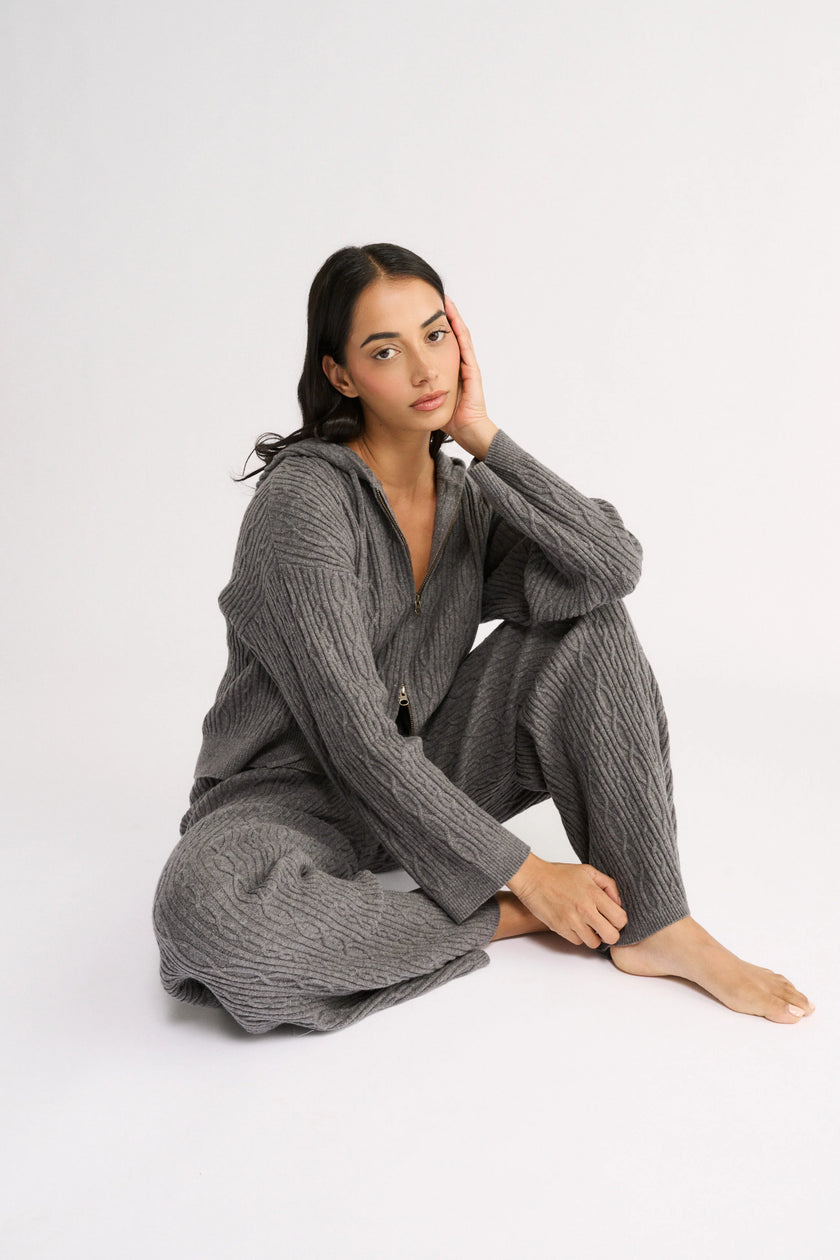 Primi Katie Cable Knit Pant - Charcoal