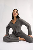Primi Katie Cable Knit Jacket - Charcoal