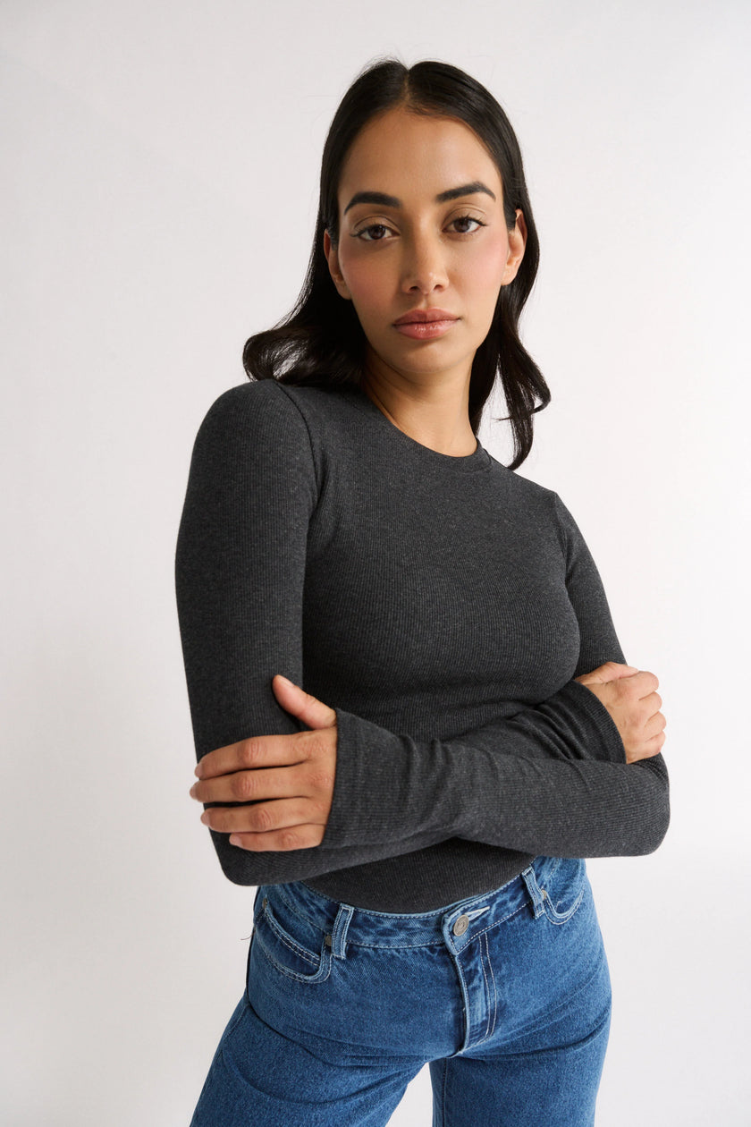 Primi Carina Classic Long Sleeve - Charcoal Marle