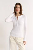 Primi Carina Henley Long Sleeve - Optic White