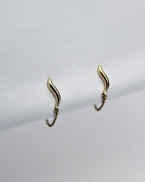 F+H Studios Wave Chain Studs - Silver + 18K Gold