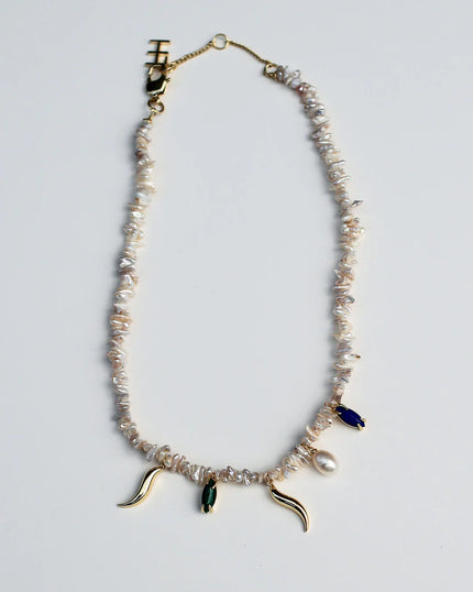 F+H Studios Wipeout Keshi Pearl Necklace - 18K Gold Plating + Freshwater Pearl