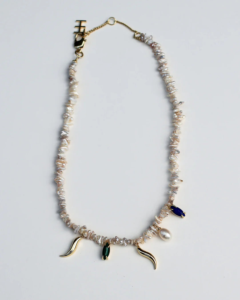 F+H Studios Wipeout Keshi Pearl Necklace - 18K Gold Plating + Freshwater Pearl