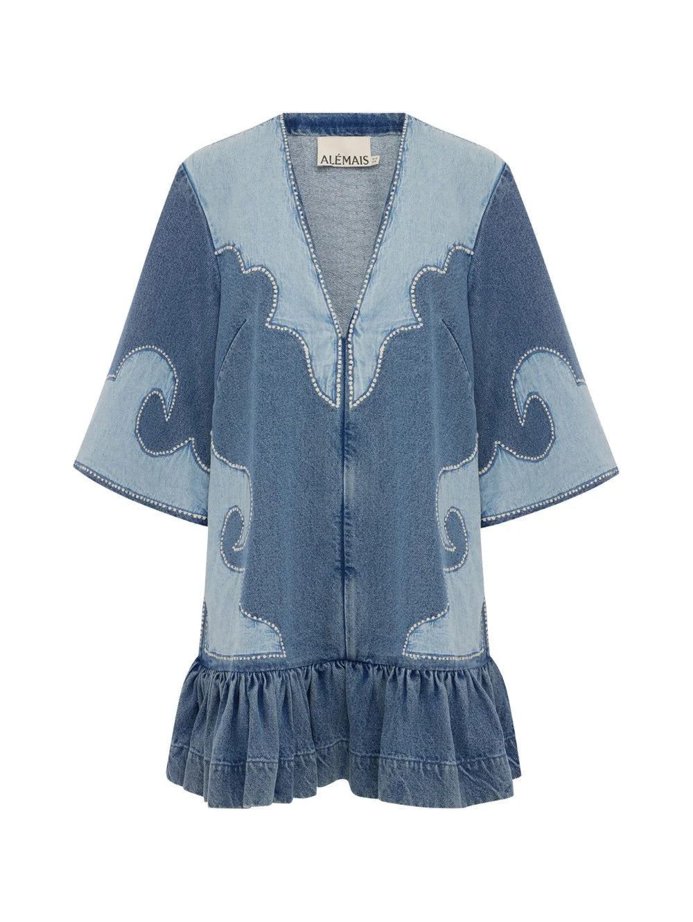 ALÉMAIS - JESSE DENIM APPLIQUE MINI DRESS