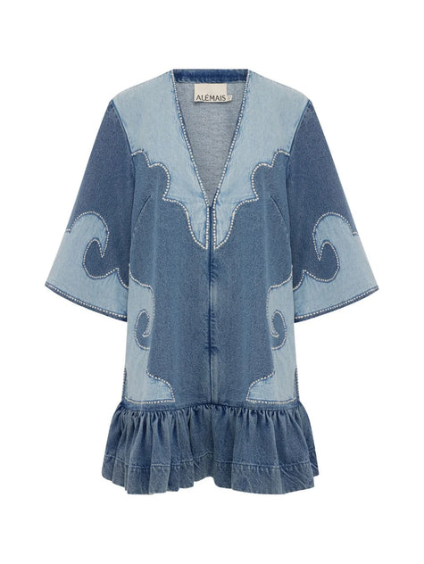 ALÉMAIS - JESSE DENIM APPLIQUE MINI DRESS