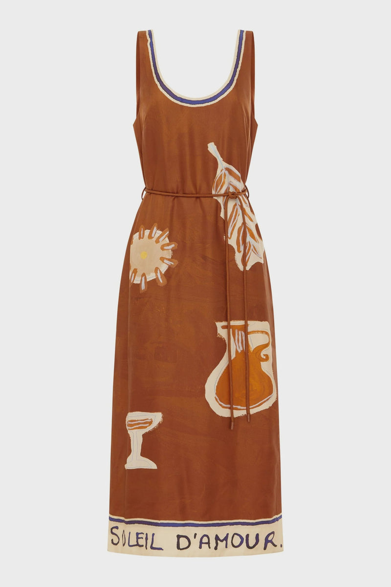 ALÉMAIS Soleil D'Amour Silk Midi Dress