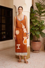 ALÉMAIS Soleil D'Amour Silk Midi Dress