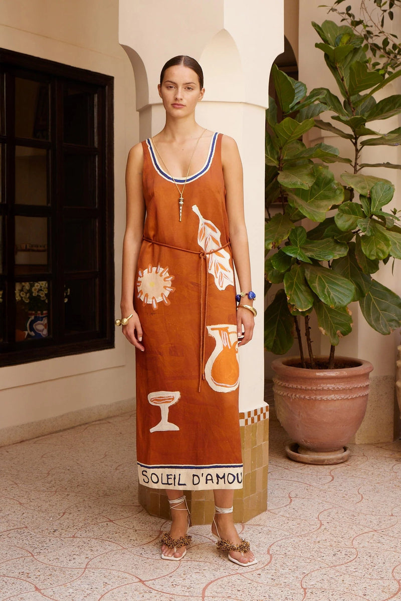 ALÉMAIS Soleil D'Amour Silk Midi Dress