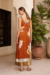 ALÉMAIS Soleil D'Amour Silk Midi Dress