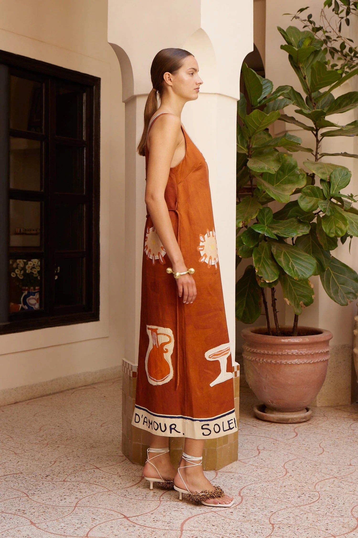 ALÉMAIS Soleil D'Amour Silk Midi Dress