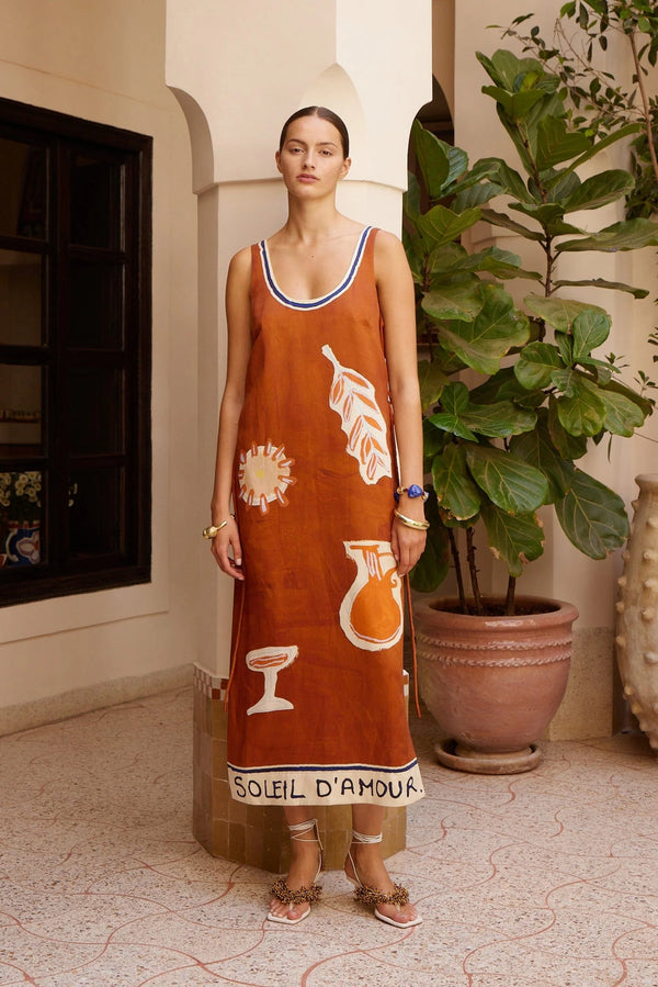 ALÉMAIS Soleil D'Amour Silk Midi Dress
